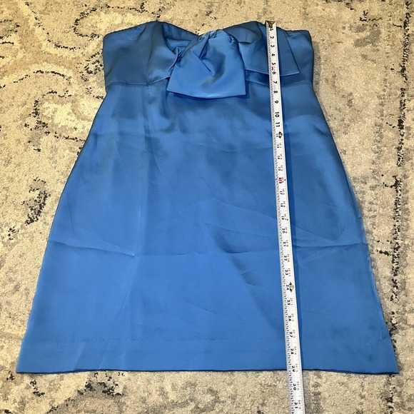 Lilly Pulitzer Size 12 Carlynn Strapless Satin Bow Dress Blue Formal Bridesmaid - Picture 3 of 10